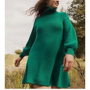 J.Crew Wool Cashmere Turtleneck Sweater Dress Women’s Size XL Green